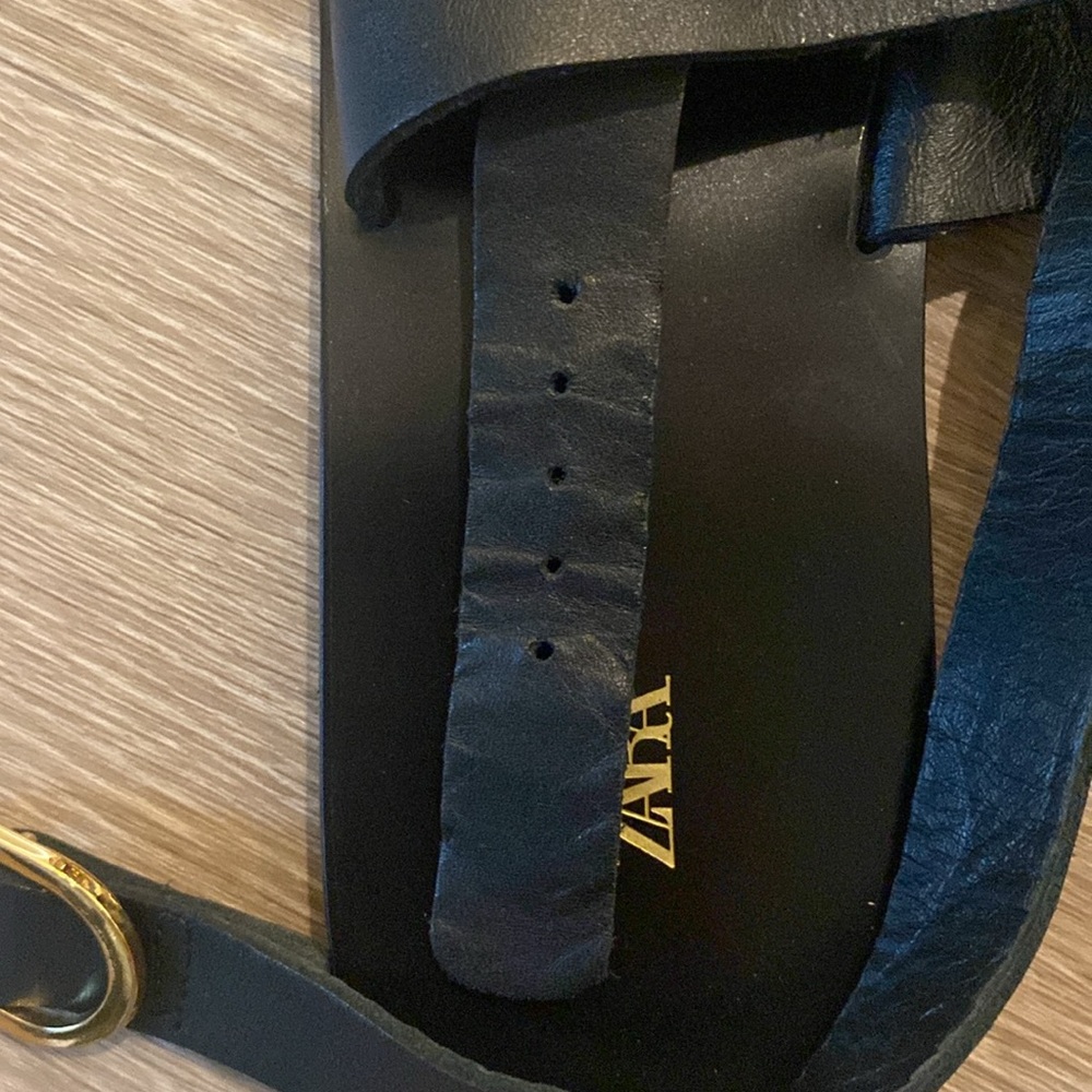 Zara black leather gladiator sandals size 6.5 - Picture 10 of 10